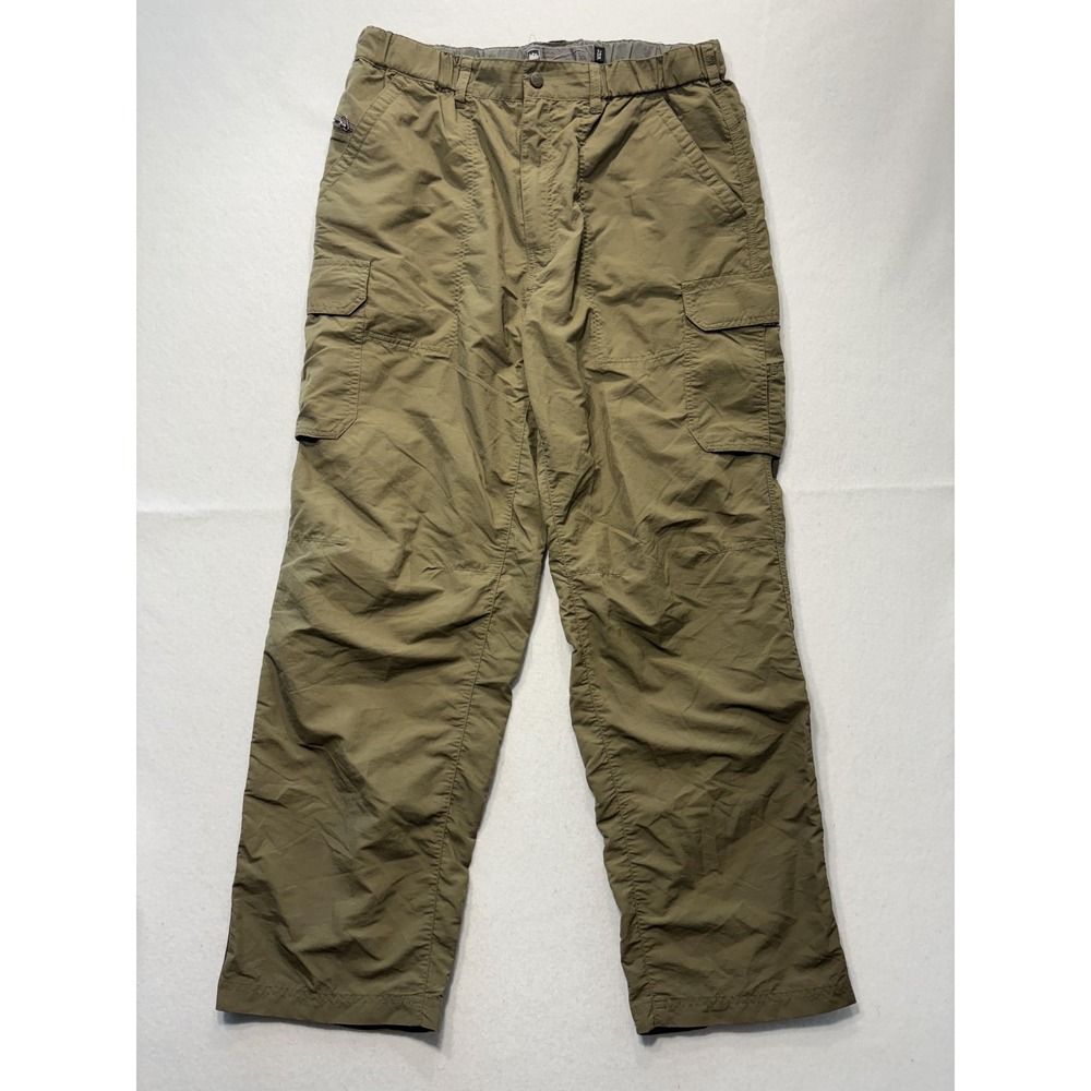 REI Cargo Pants Mens Large Green Nylon Elastic Waist UPF 50 Hiking Outdoor